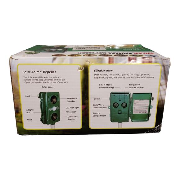 Solar Ultrasonic Animal Pest Repeller Cat Rodent Squirrel Raccoon Bird Deterrent - Picture 8 of 11